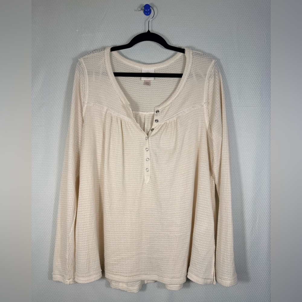 Knox Rose Cream Button Down Long Sleeve Top